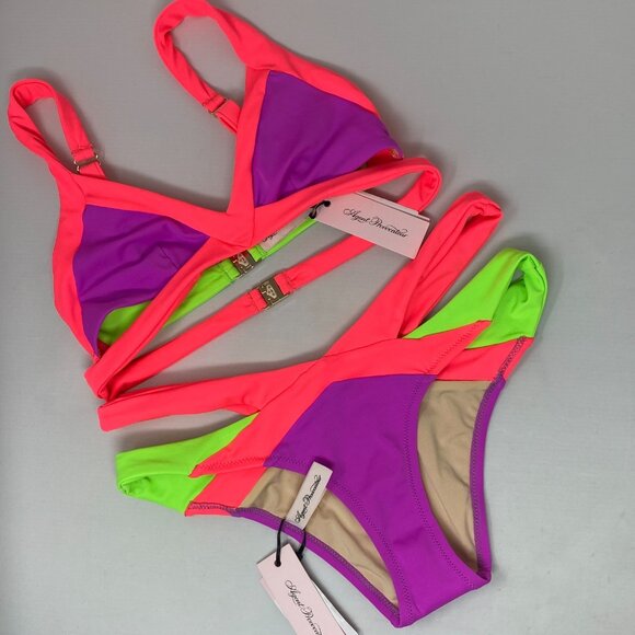 Agent Provocateur Mazzy Pink Green Purple Bikini Set AP2 Small NWT - Picture 7 of 12